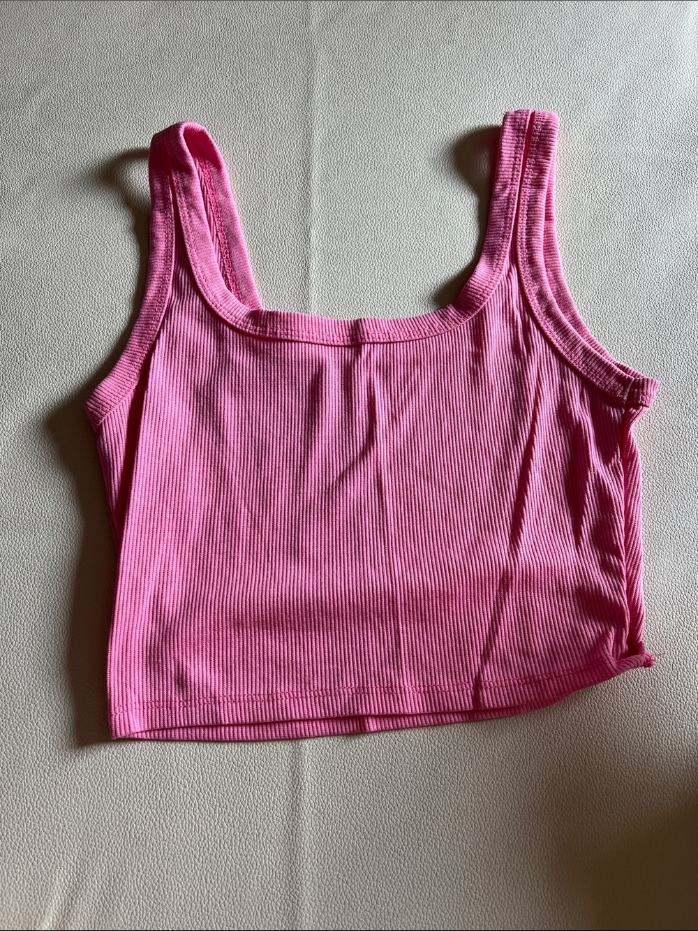 Pink Ribbed Tank Crop Top